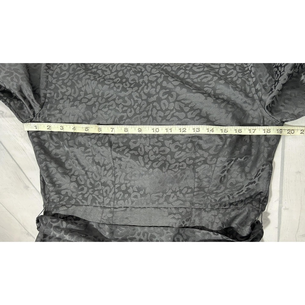 UNTUCKit Anna Shirt Dress Womens 6 Black Jacquard Animal Belted Long Sleeve - Picture 5 of 8